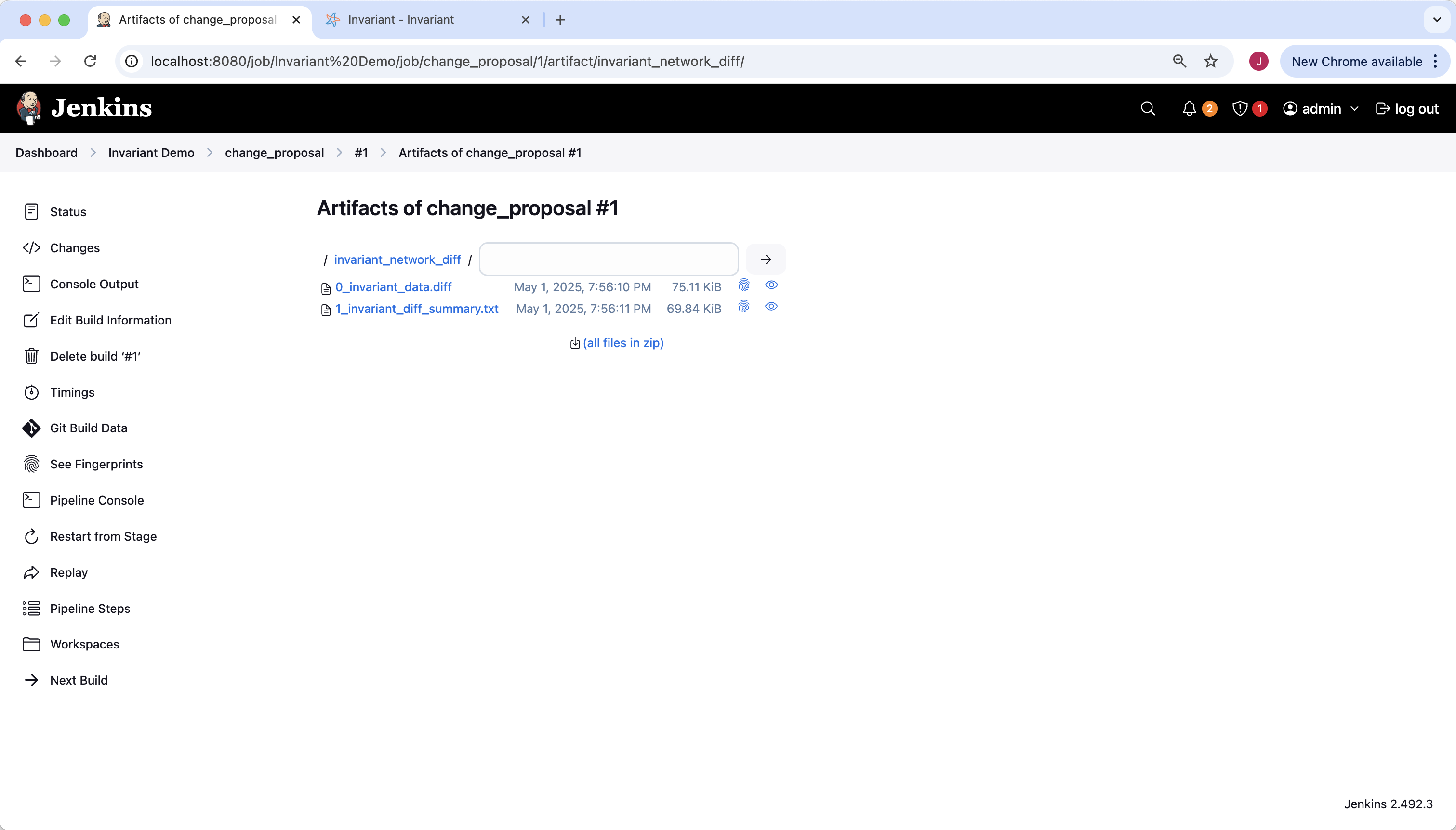 Diff Artifacts in Jenkins
